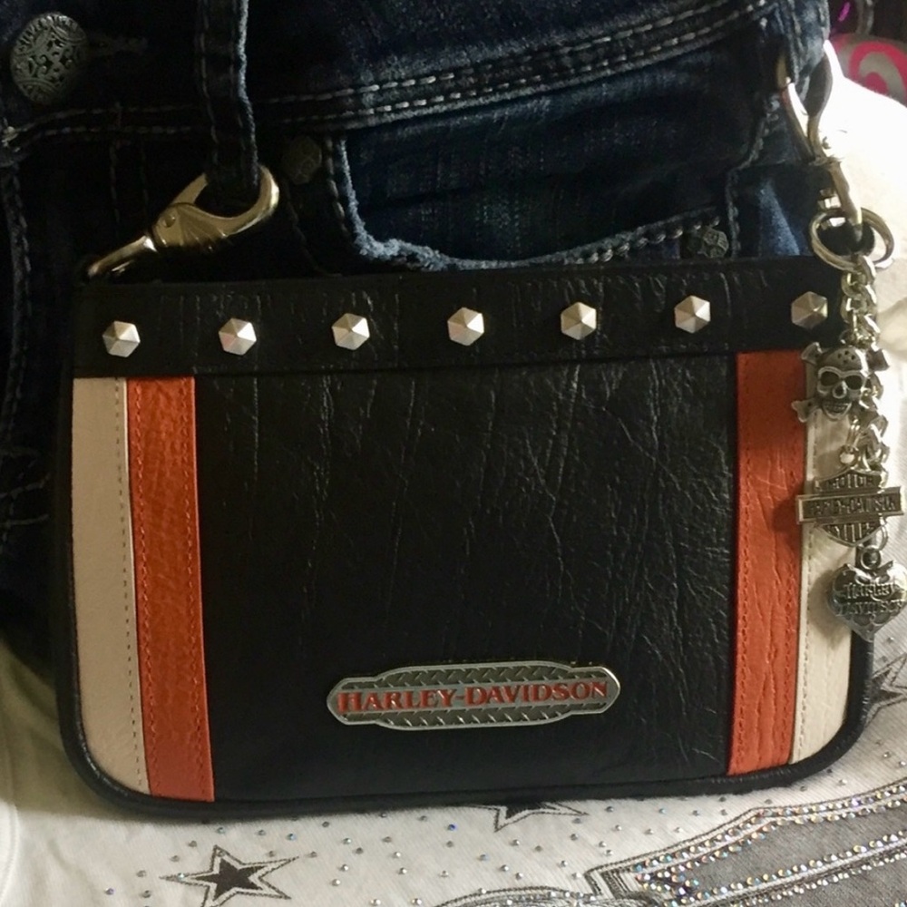 Harley-Davidson Black, Orange, and White Crossbody Bag - Picture 3 of 8